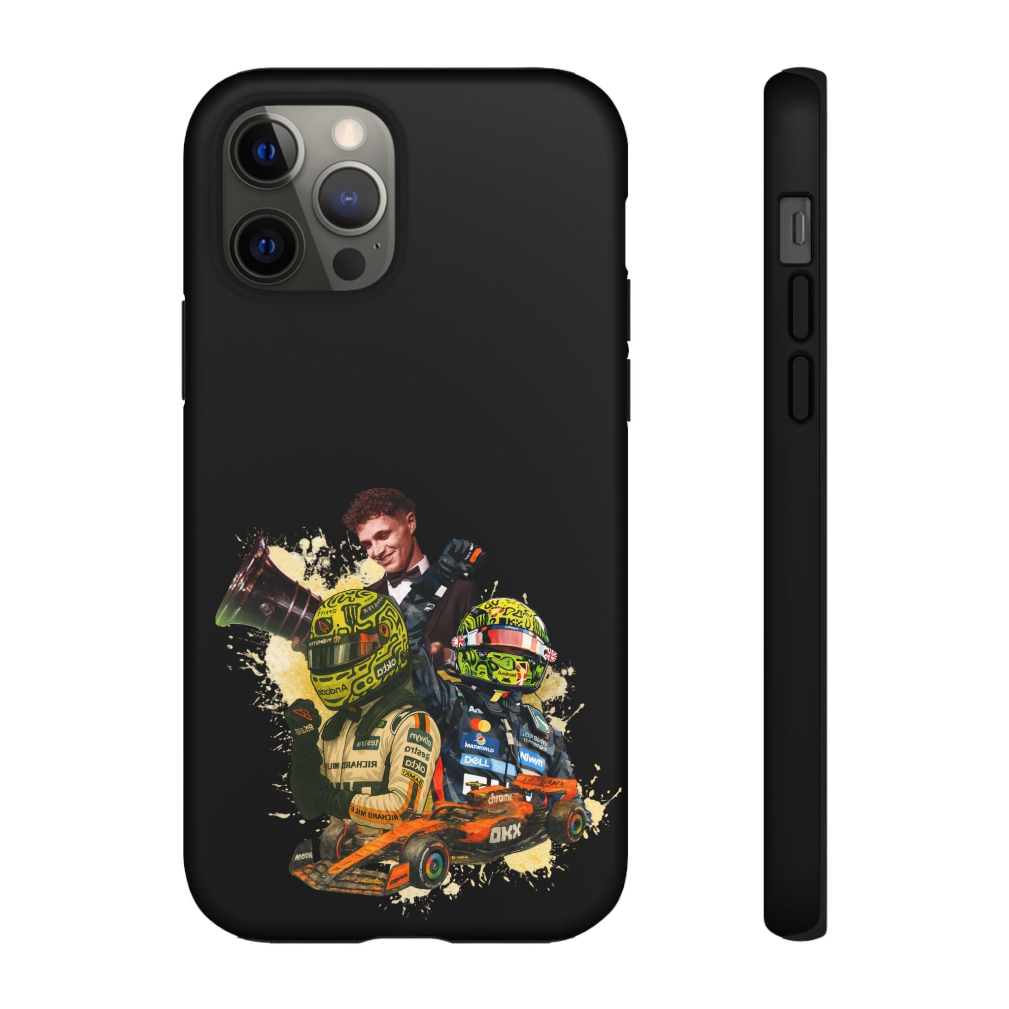 Racing Legends Phone Case — Motorsport Helmet & Driver Collage Tough Protective Cover