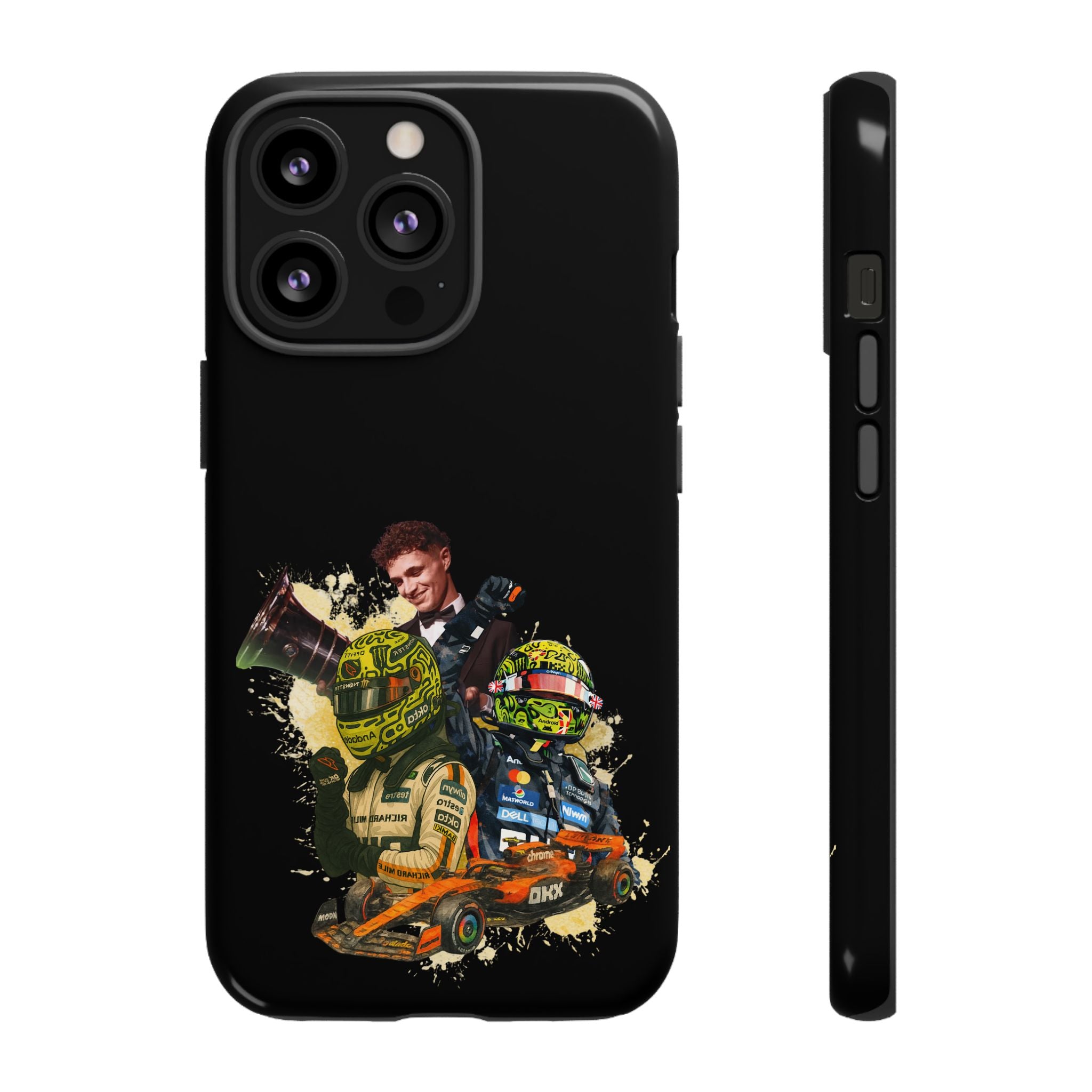 Racing Legends Phone Case — Motorsport Helmet & Driver Collage Tough Protective Cover