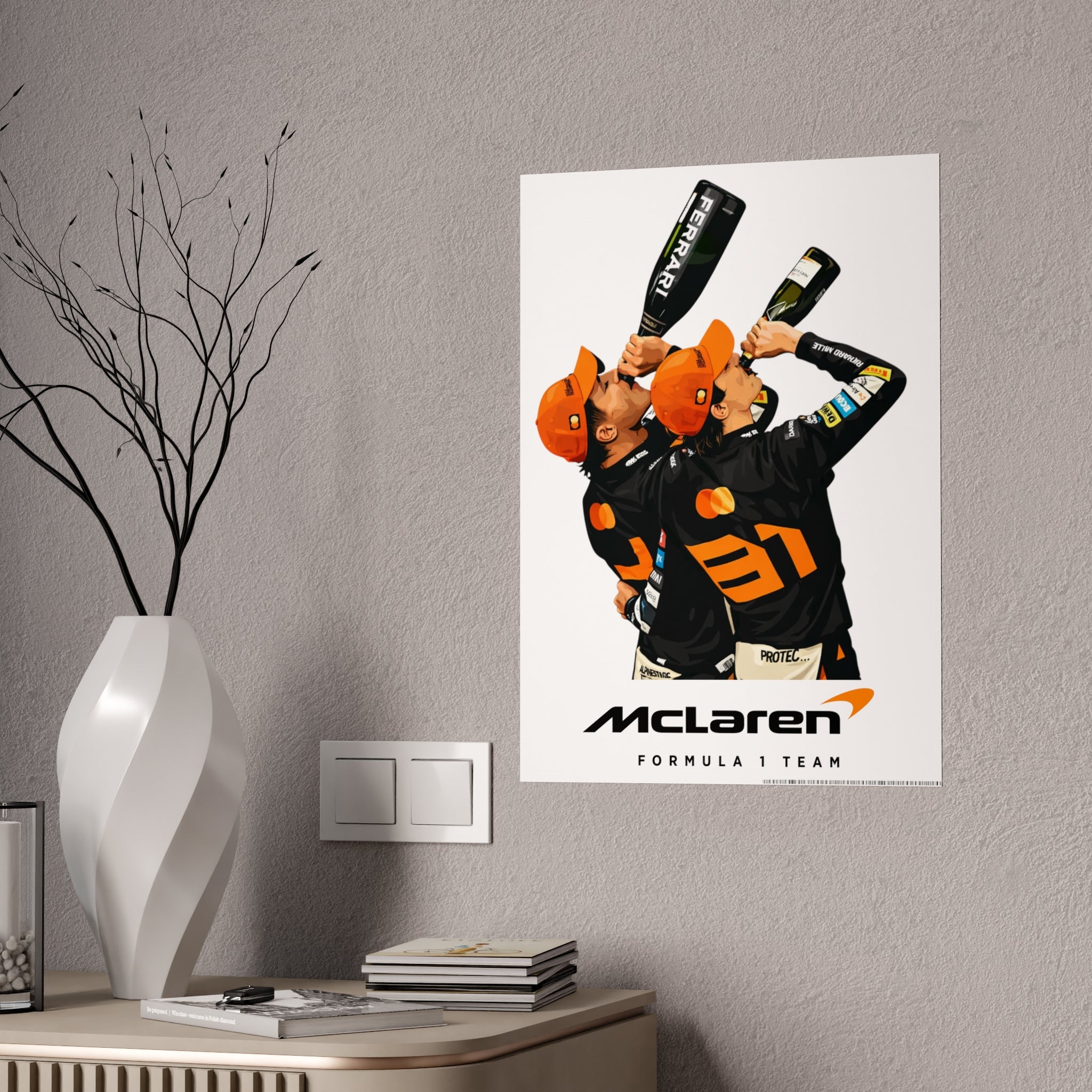 Racing Champions Celebration Gloss Poster — Victory Podium Drivers Toasting