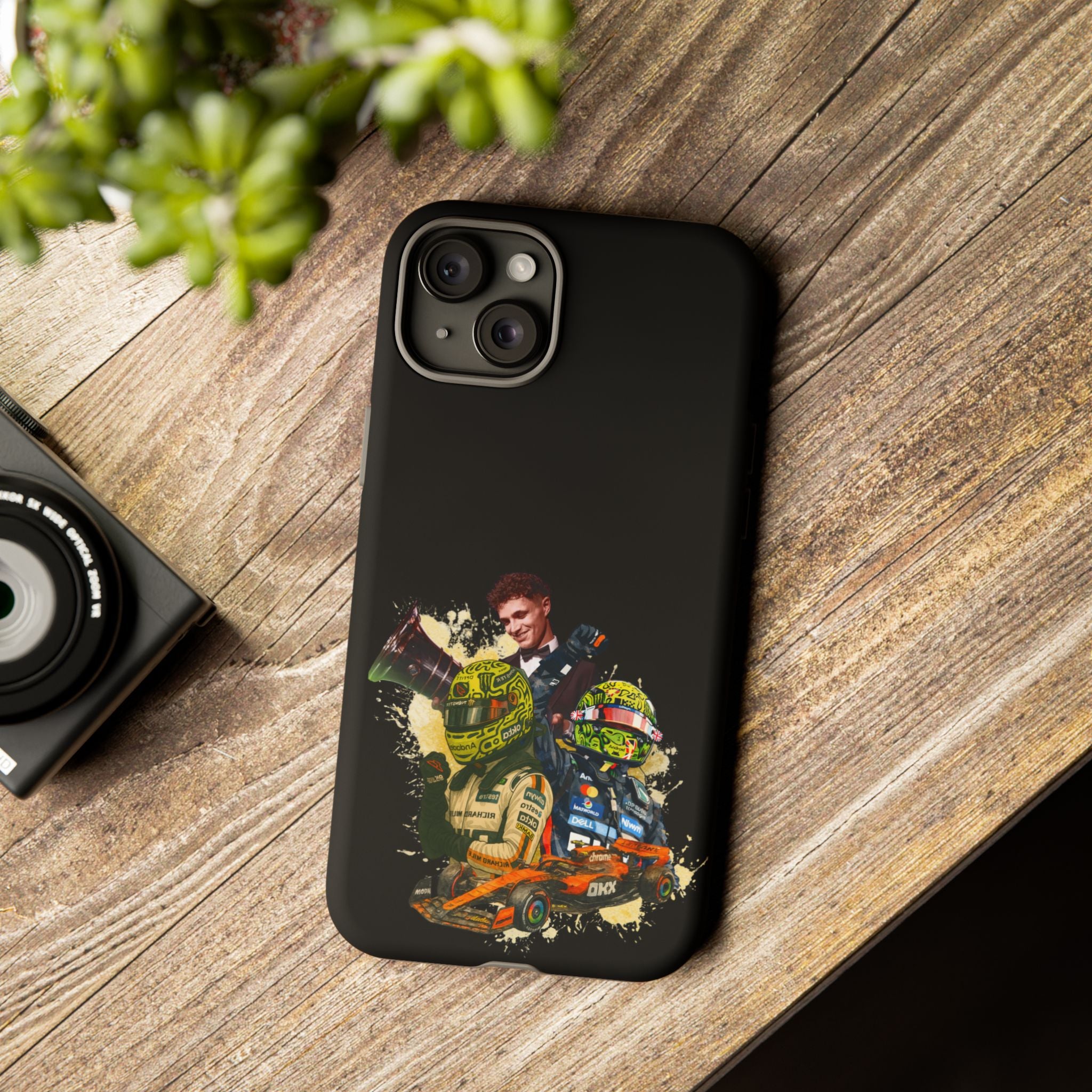 Racing Legends Phone Case — Motorsport Helmet & Driver Collage Tough Protective Cover