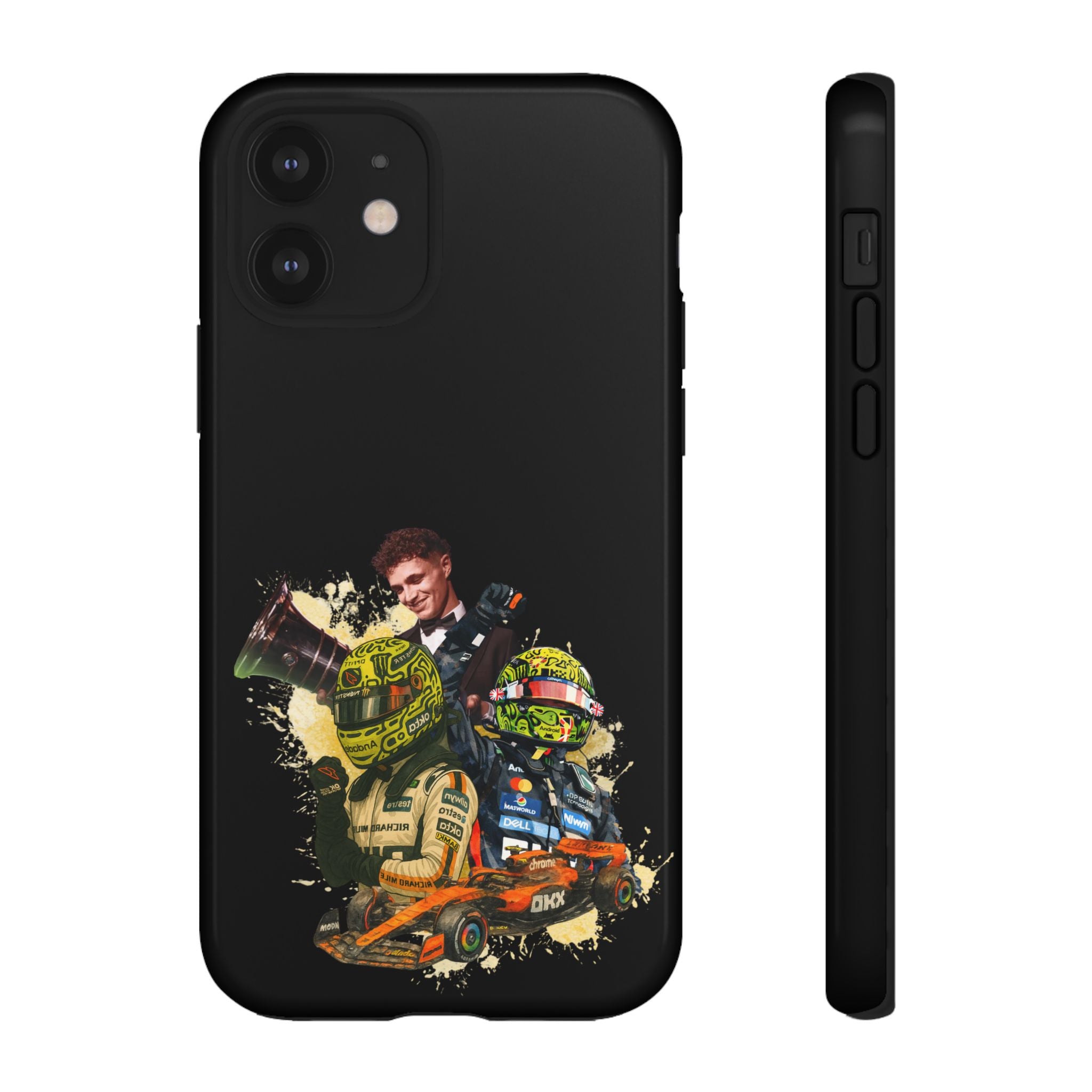 Racing Legends Phone Case — Motorsport Helmet & Driver Collage Tough Protective Cover