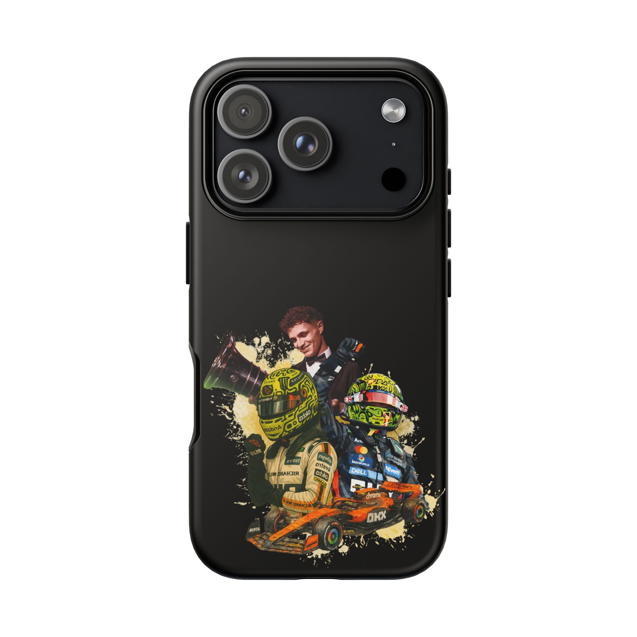 Racing Legends Phone Case — Motorsport Helmet & Driver Collage Tough Protective Cover