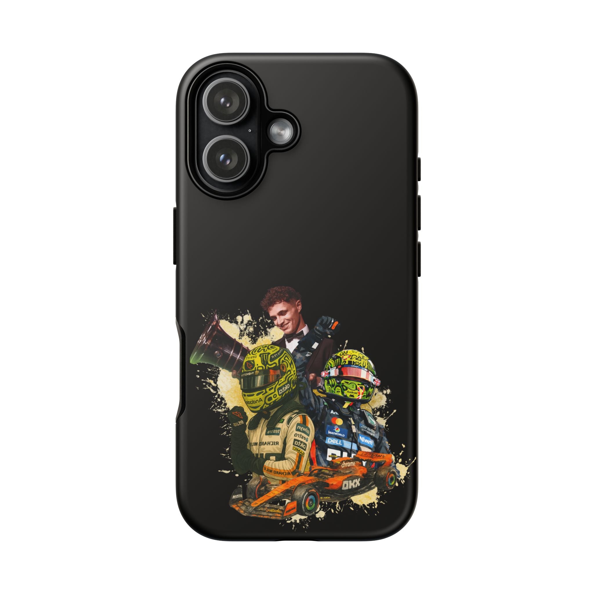 Racing Legends Phone Case — Motorsport Helmet & Driver Collage Tough Protective Cover