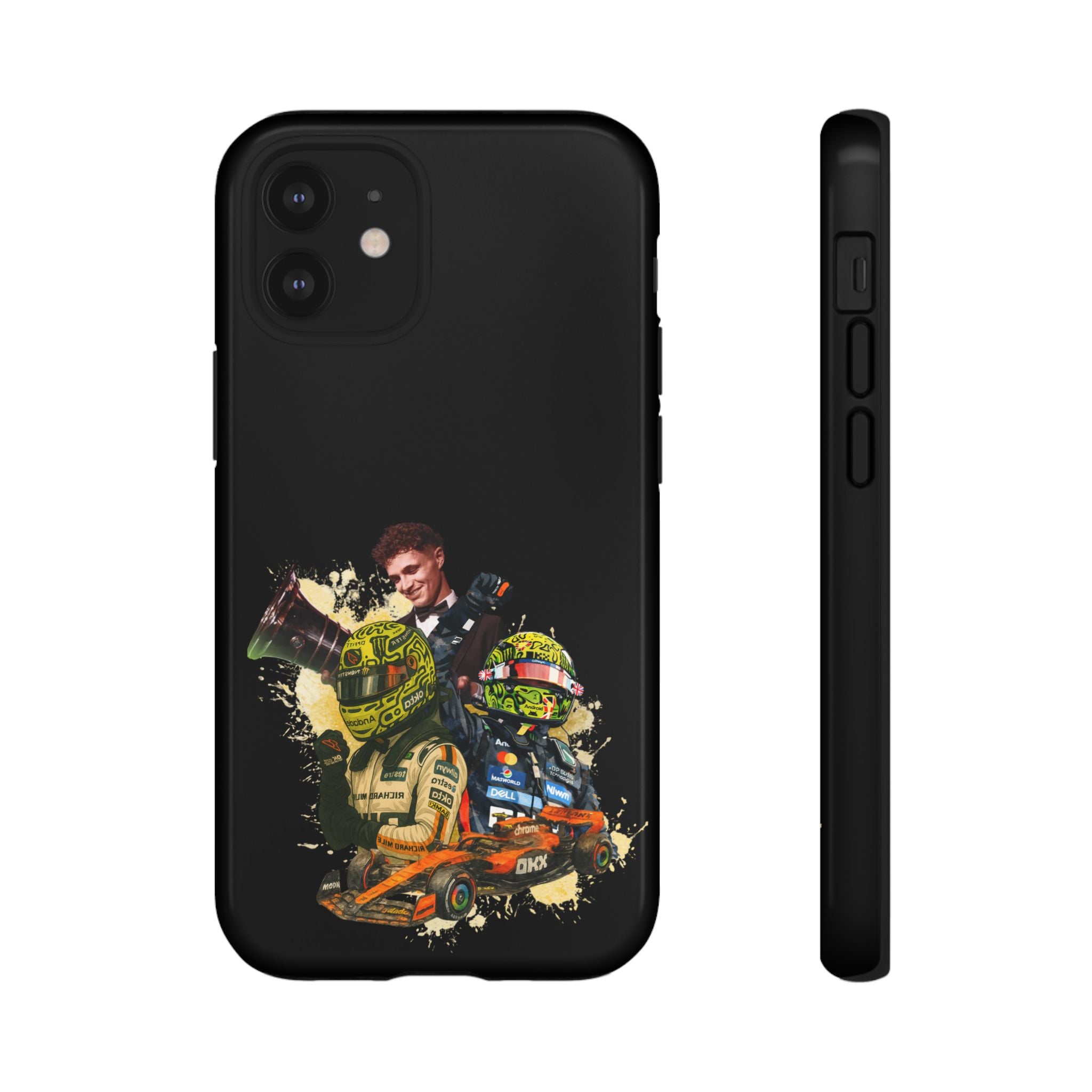 Racing Legends Phone Case — Motorsport Helmet & Driver Collage Tough Protective Cover