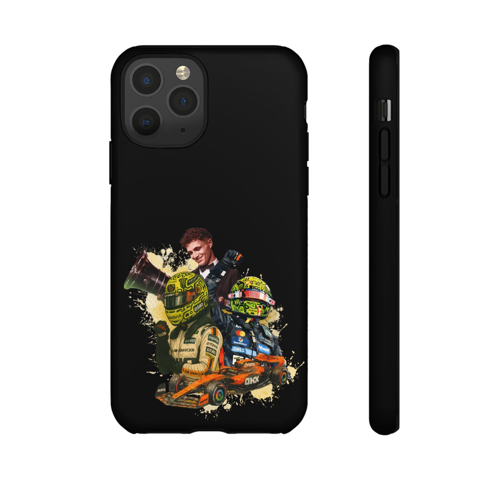 Racing Legends Phone Case — Motorsport Helmet & Driver Collage Tough Protective Cover