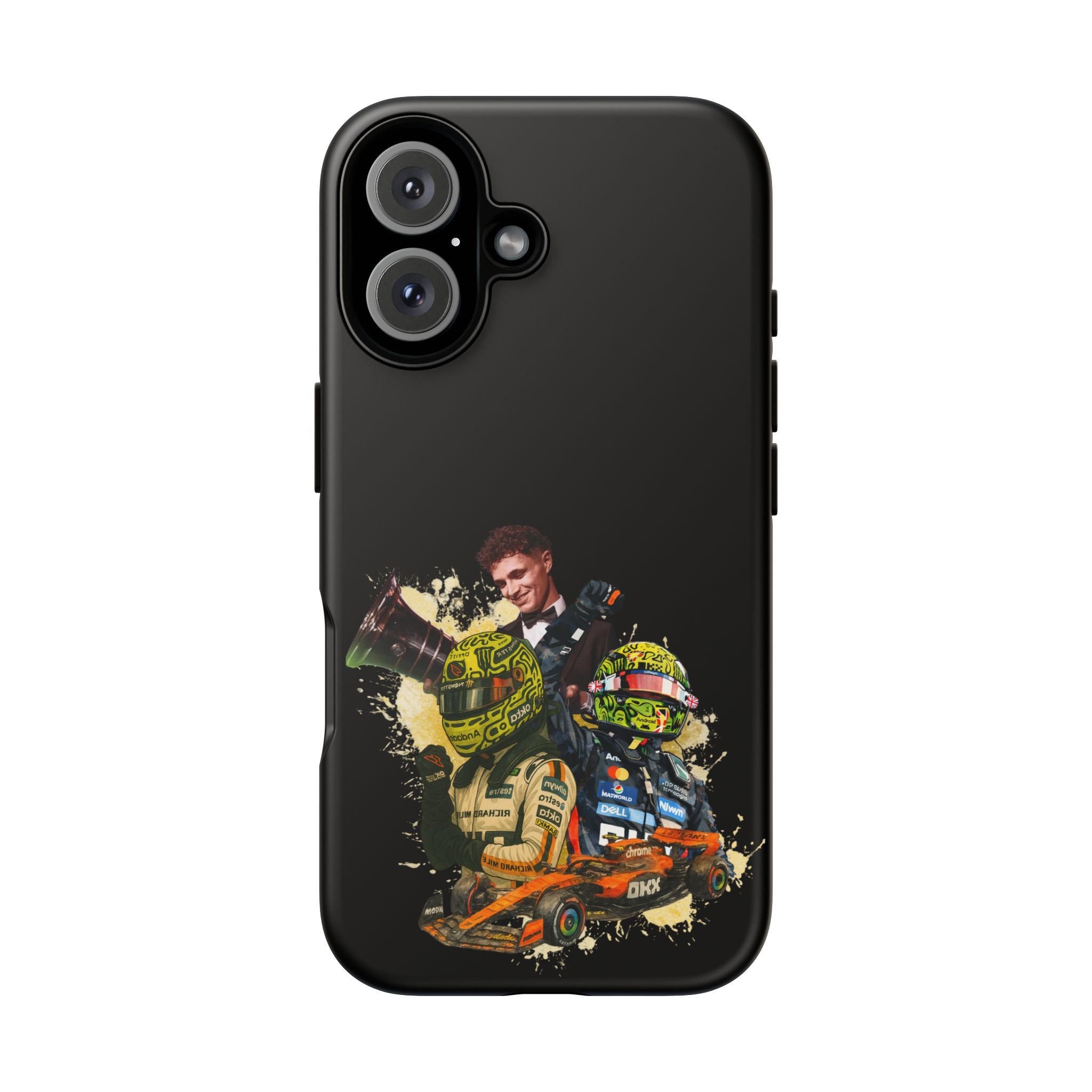 Racing Legends Phone Case — Motorsport Helmet & Driver Collage Tough Protective Cover