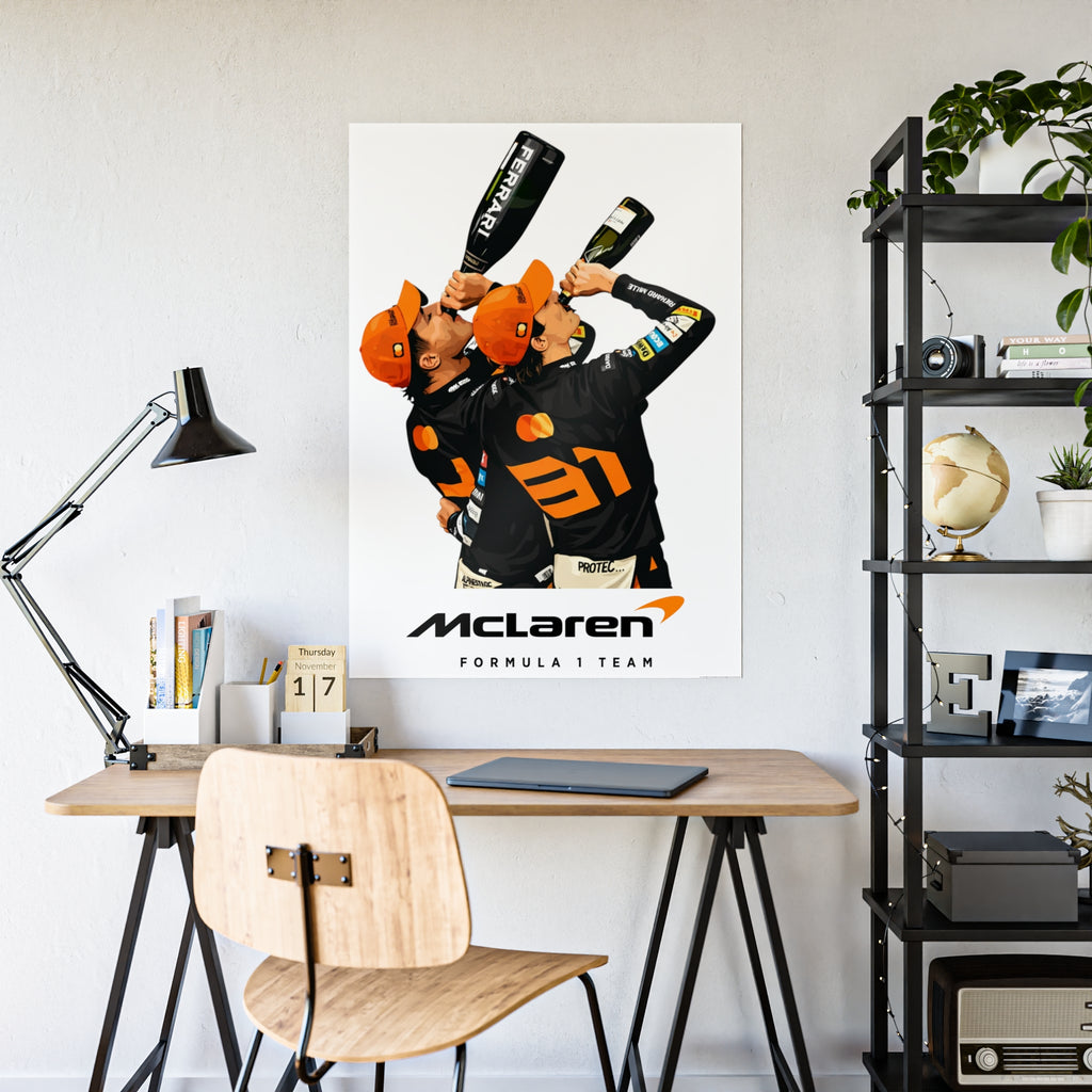Racing Champions Celebration Gloss Poster — Victory Podium Drivers Toasting