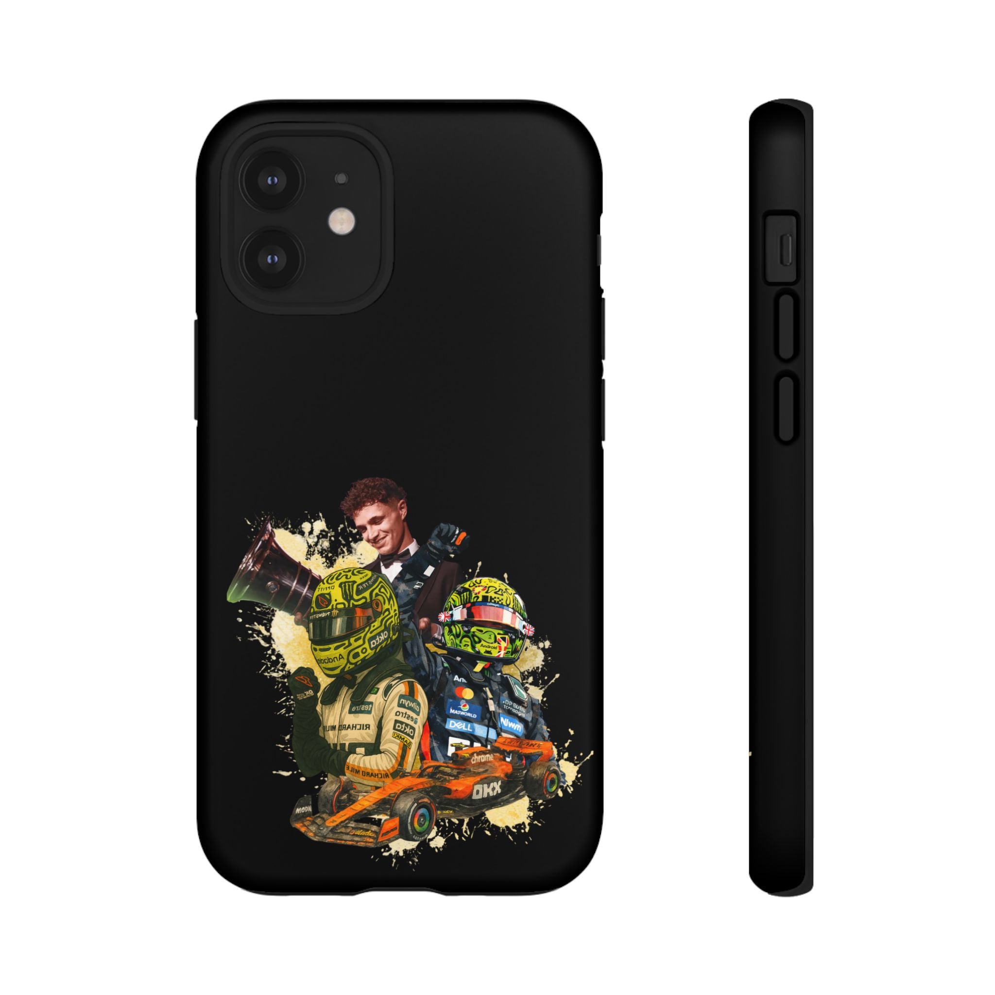 Racing Legends Phone Case — Motorsport Helmet & Driver Collage Tough Protective Cover