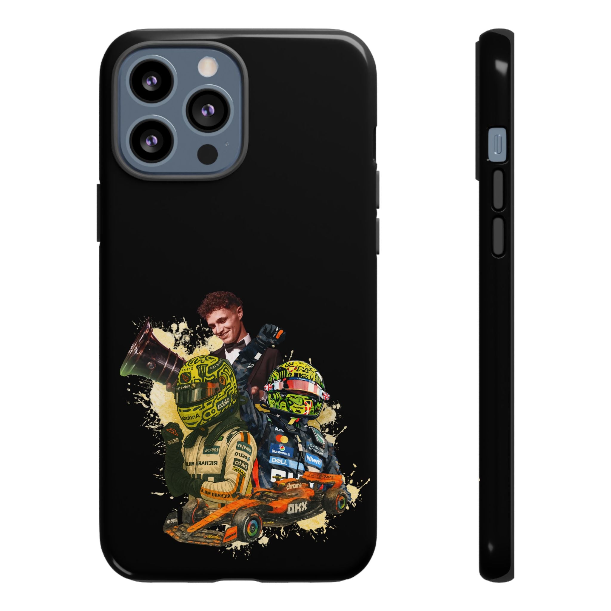 Racing Legends Phone Case — Motorsport Helmet & Driver Collage Tough Protective Cover