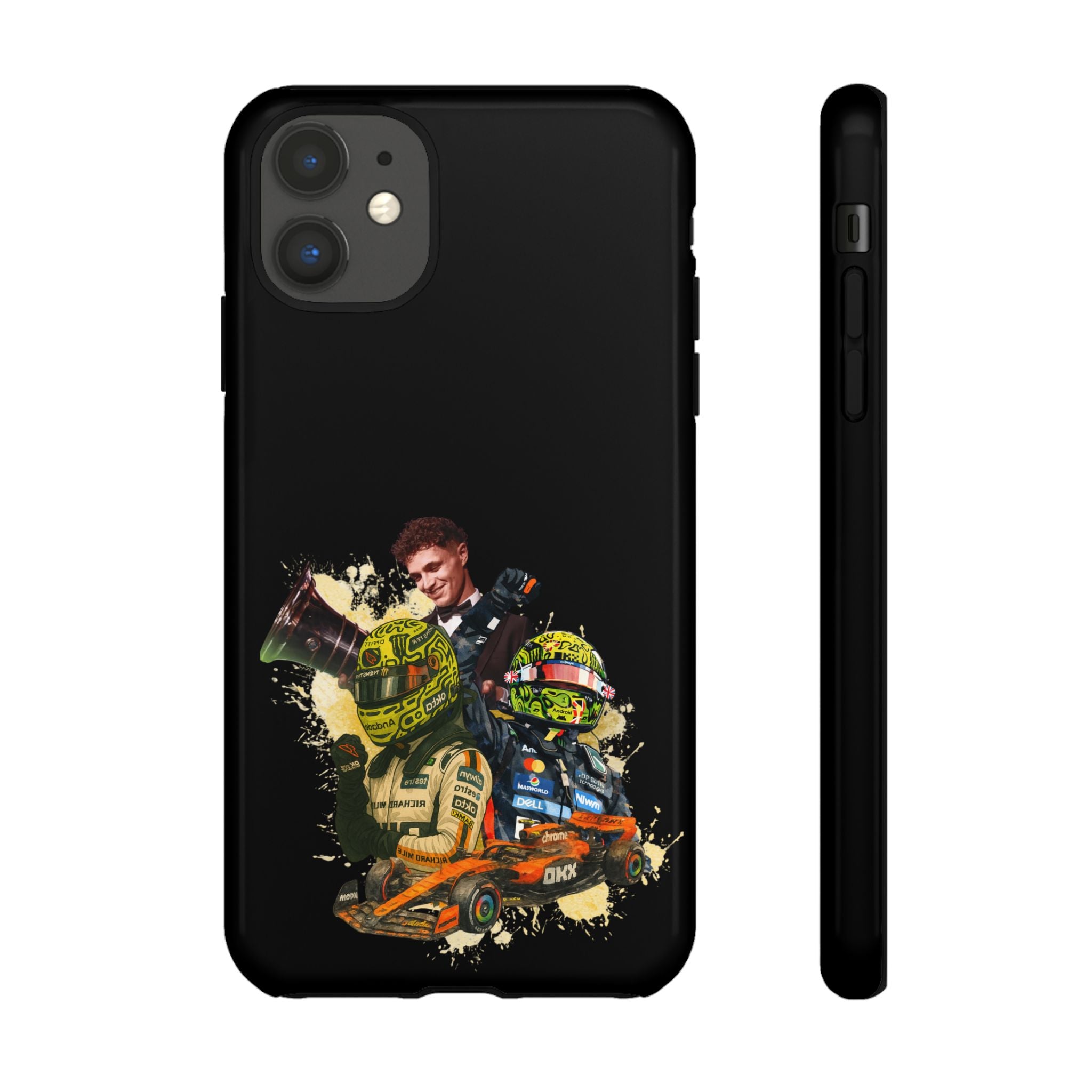 Racing Legends Phone Case — Motorsport Helmet & Driver Collage Tough Protective Cover
