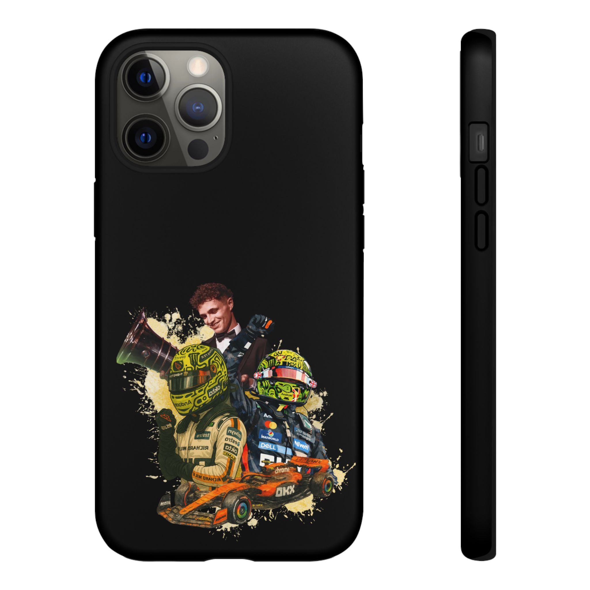 Racing Legends Phone Case — Motorsport Helmet & Driver Collage Tough Protective Cover