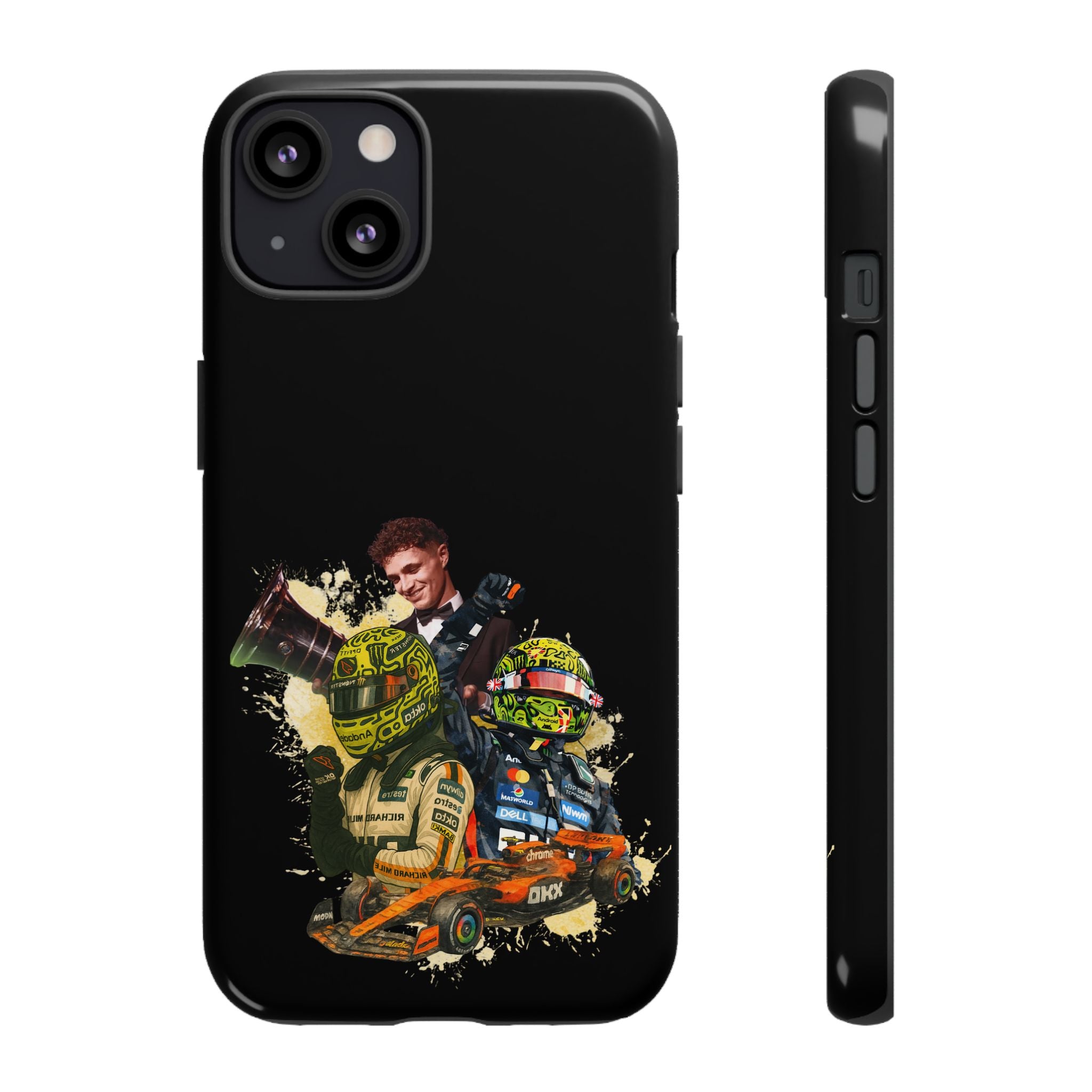 Racing Legends Phone Case — Motorsport Helmet & Driver Collage Tough Protective Cover