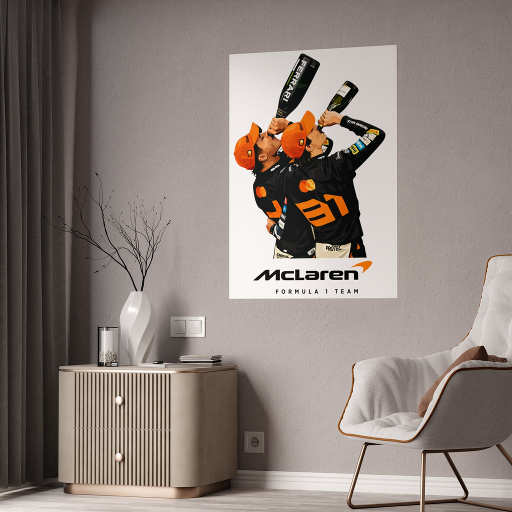 Racing Champions Celebration Gloss Poster — Victory Podium Drivers Toasting